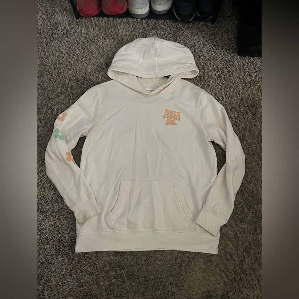 Cream Hoodie with Graphic Print